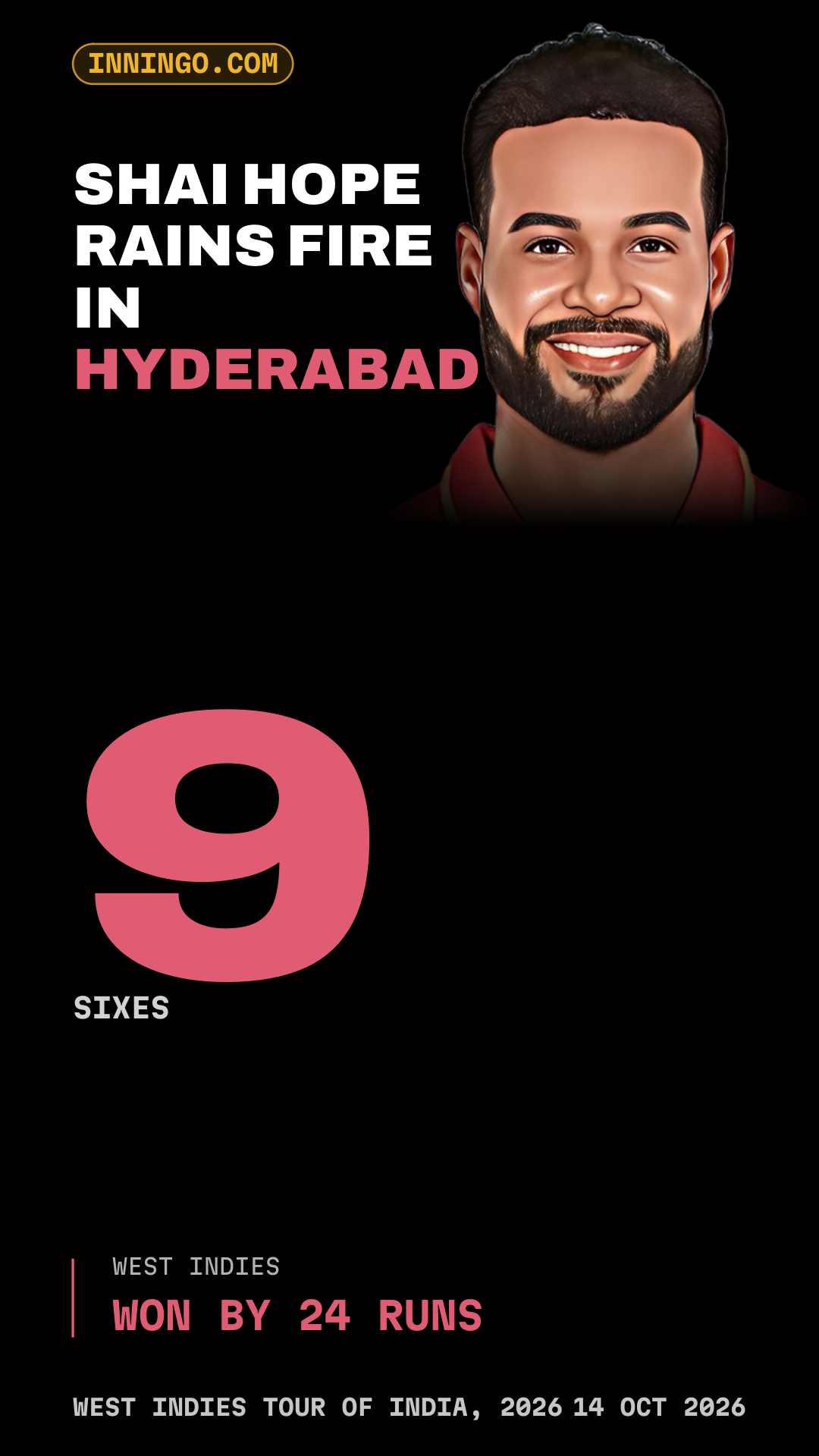 Shai Hope Rains Fire in Hyderabad
