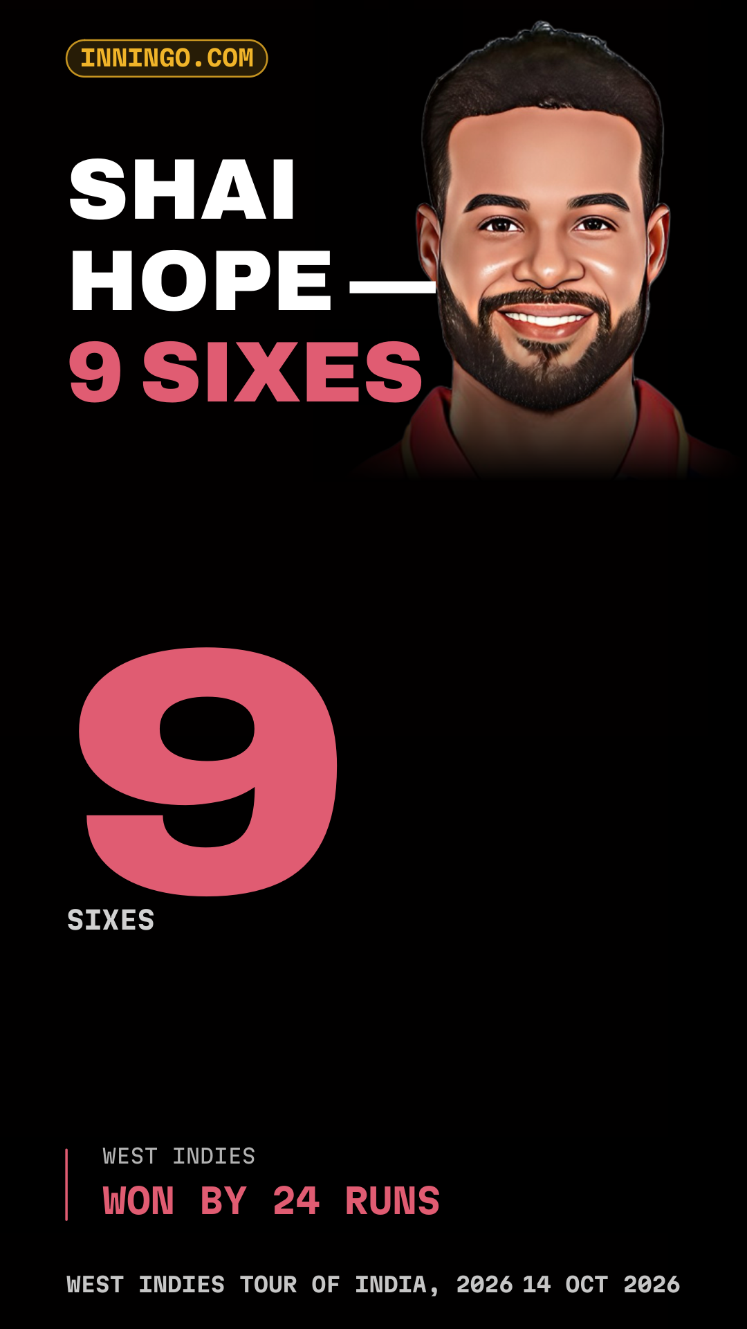 Shai Hope — 9 sixes