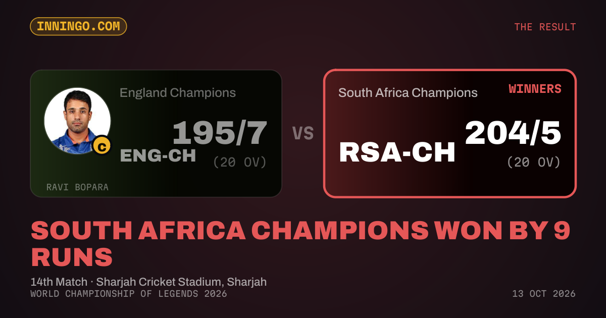 South Africa Champions won by 9 runs